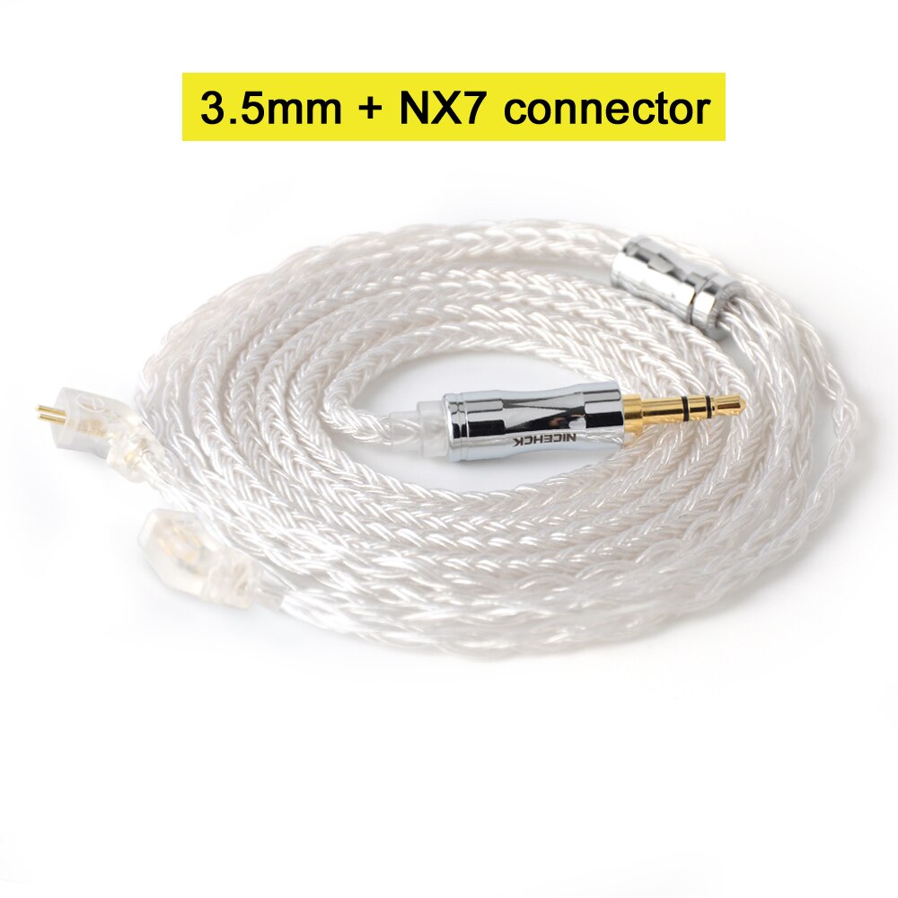 NICEHCK C16-1 16 Cores Silver Plated Cable 3.5/2.5/4.4mm Plug MMCX/2Pin/QDC/NX7 For TFZ KZCCA ZSX C12 NICEHCK NX7 PRO BL-03: 3.5mm With NX7 Pin