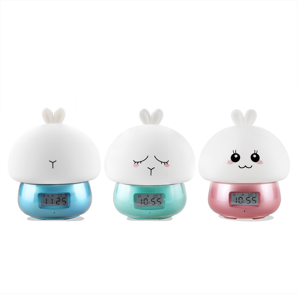 Kanin väckarklocka inspelare touch lampa fjärrkontroll rgb led nattlampa usb silikon kanin lampa för barn barn baby