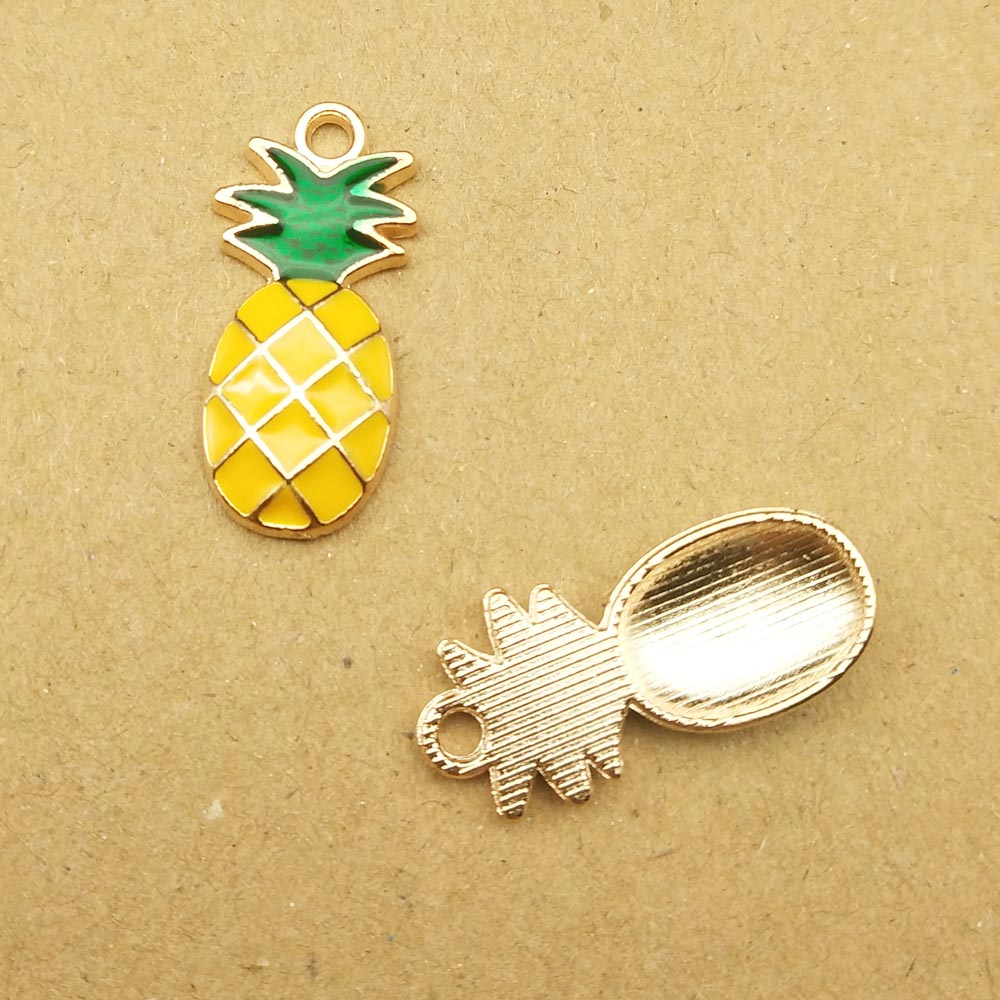 10Pcs 11X24Mm Ananas Charm Enamel Charm Voor Sieraden Maken Charm Earring Hanger Fruit Charms Mode