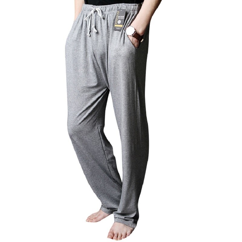 Pajama Pants Lounge Pants Home Trousers Summer Cotton Modal Long Sleep Pants Side Pockets Sleepwear Men Pyjamas Pajamas: gray / XXXL