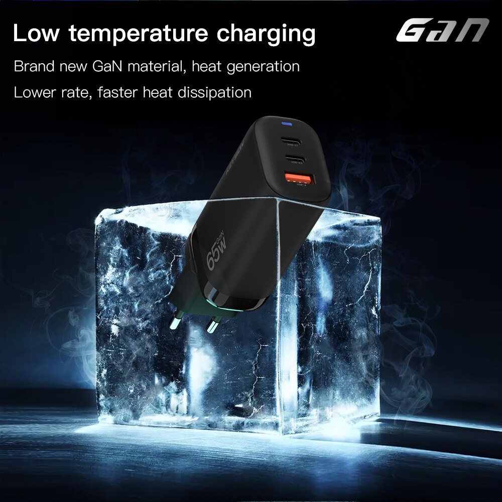 KEYSION – chargeur GaN USB type-c 65W PD Quick Charge 4.0/USB-C pour iPhone 13/12 Pro Max, iPad, Macbook Air