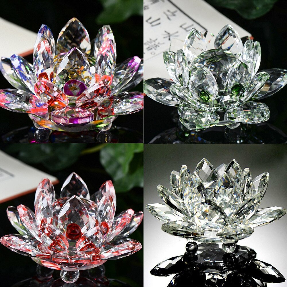 Kristal Lotus Bloem Ambachten Glazen Presse-papier Fengshui Ornamenten Beeldjes Thuis Bruiloft Decor Souvenir # Td