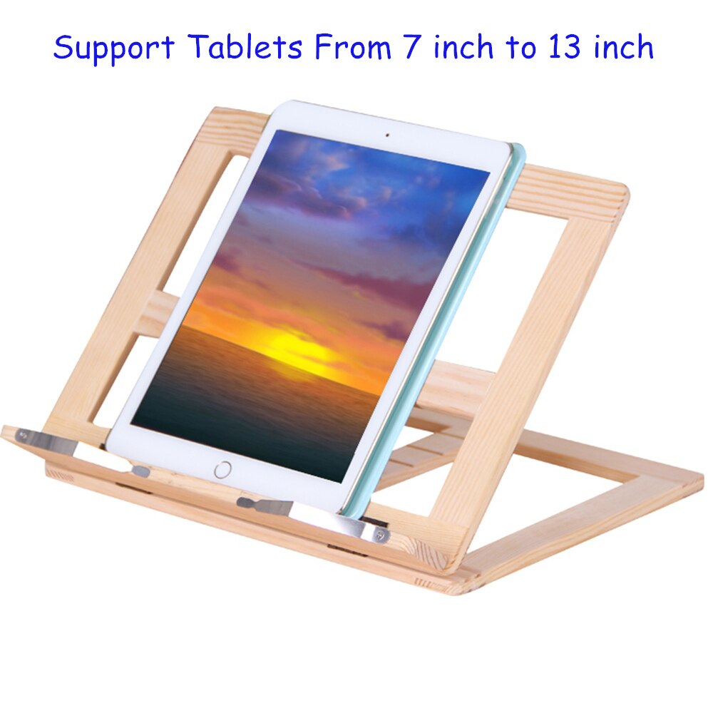 Laptop Stand Wood for Desk, 4 Angles Adjustable Laptop Riser for Healthy Posture, Multifunction Tablet Stand Reading Book Base