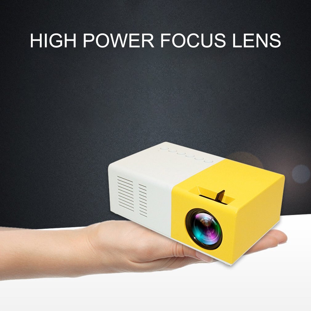 Yellow Home Mini Projector Machine Led Portable Handheld Projector Supports High Definition 1080P