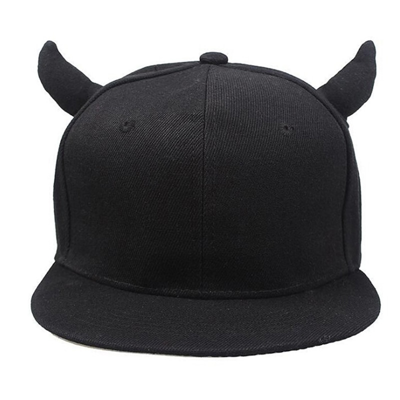 1PC Men Women Black Cotton Punk Horn Baseball Cap Hip-hop Hat Snapback Cap With Horns