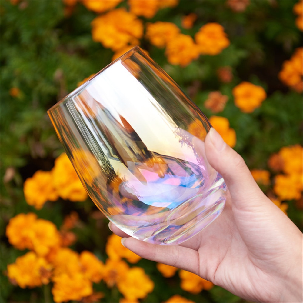 Luxe Loodvrij Regenboog Glas Cup Ontbijt Melk Thee Koffie Sap Wijn Beker Kristal Transparante Glazen Beker Kantoor Huishouden 1Pcs