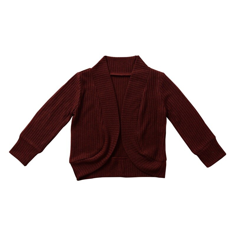 Bordeaux grå sort ensfarvet baby piger børn uld frakke efterår lange ærmer strik outwear cardigans: 3 / 12m