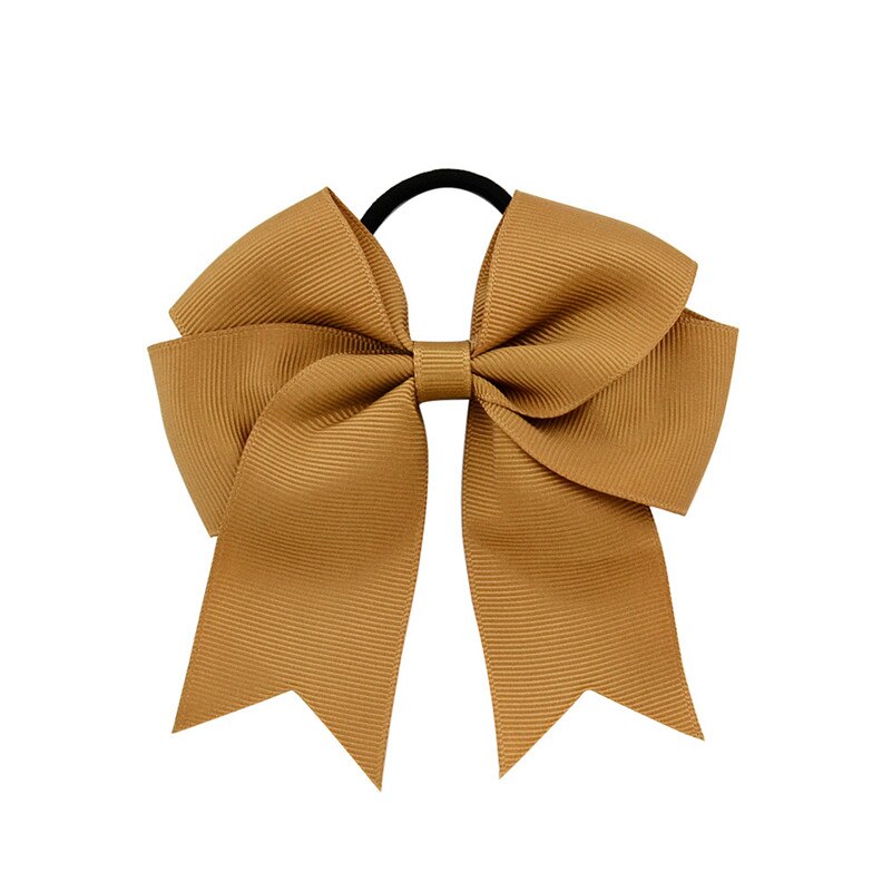 4.5 Inch Girls Cute Solid Cheerleading Bow Women Elastic Hair Bands Ribbon Rope Ponytail Holder Hair Ties Kids Hair Accessories: 2 Coffee