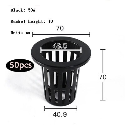 50Pcs Planten Mand Plastic Hydrocultuur Groente Planten Mand Grondloze Teelt Planten Blauw Cup Wortel Fixer: 50black