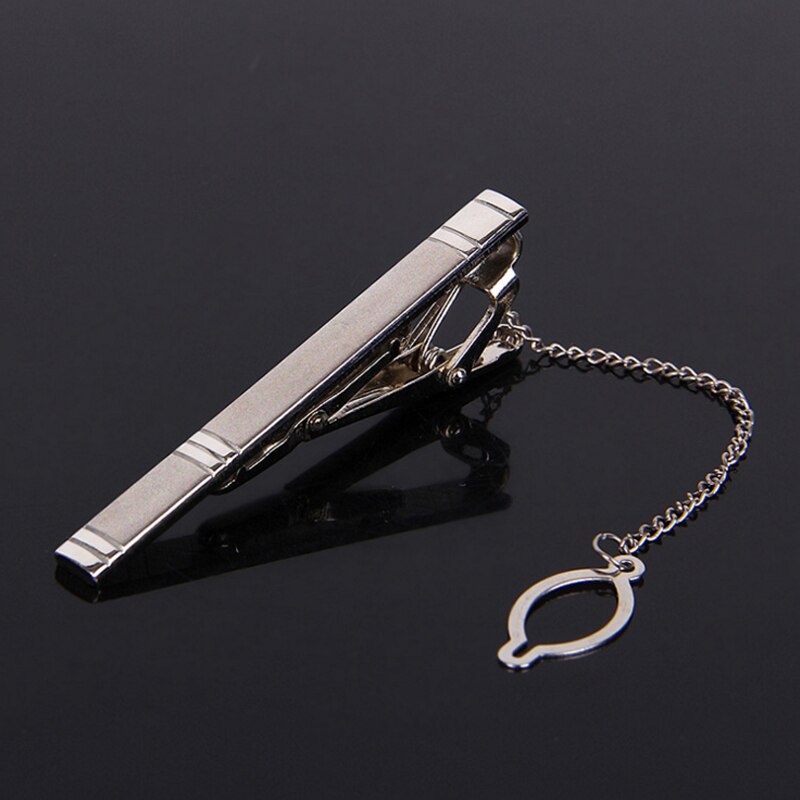 Men Metal Tie Clip with Chain Brooch Foomal Business Wedding Party Shirt Collar Pins: 4