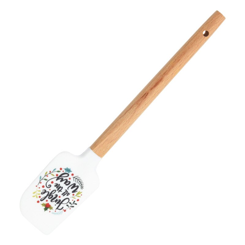 Silicone Cake Cream Spatula Butter Cake Bread Spatula Wooden Handle Cake Scraper Edge Smoother Decorating Kitchen Accessories: J
