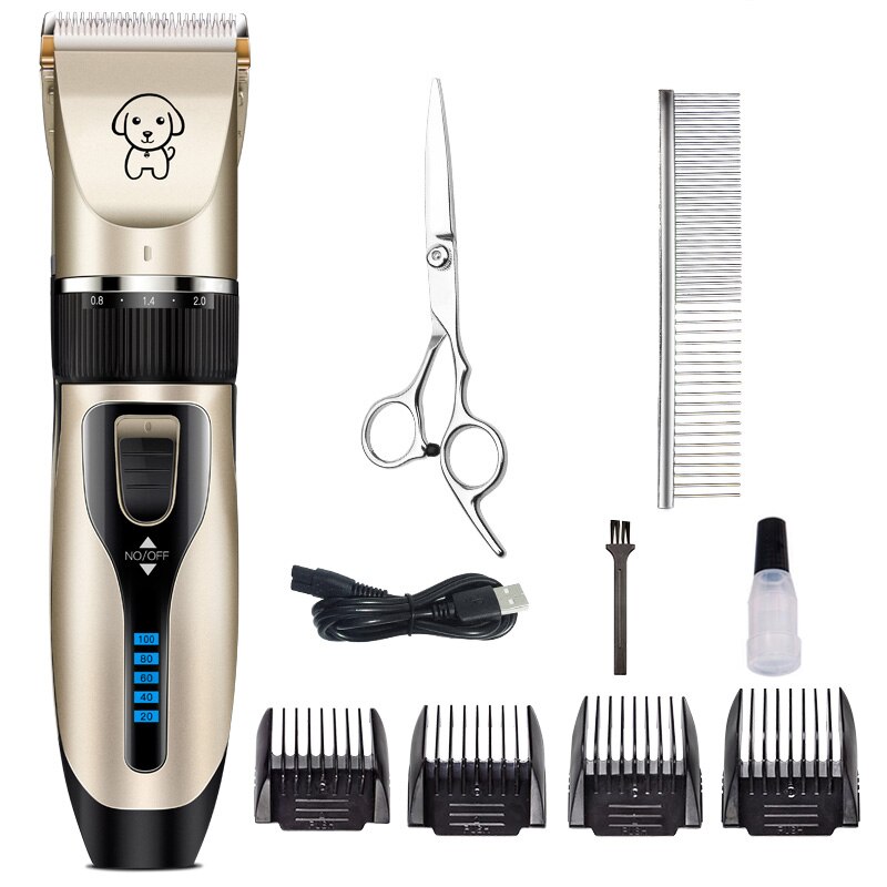 Oplaadbare tondeuse voor huisdieren, honden, katten, dieren, geluidsarme tondeuse, scheerapparaat, batterijdisplay: K5- d-kit 4