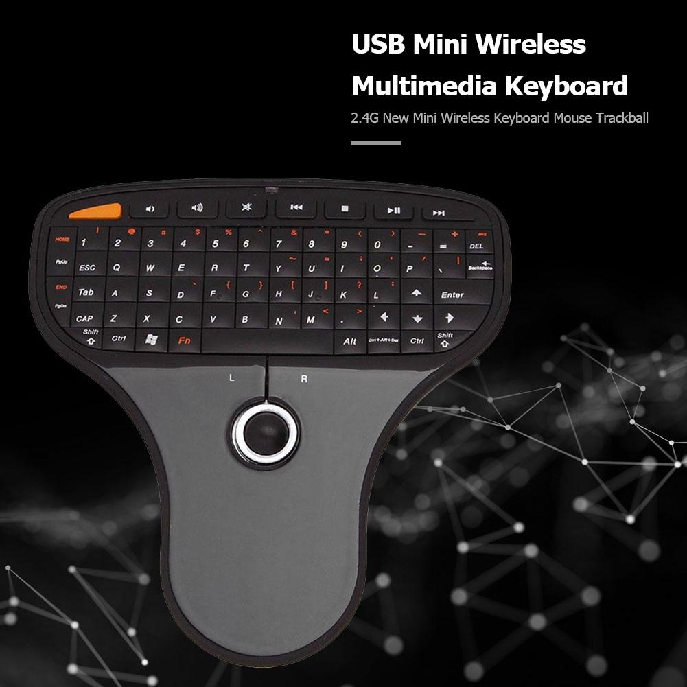 N5901 2.4GHz Air Fly Mouse Mini Wireless Multimedia Remote Control Keyboard with Trackball for HTPC Android TV Box