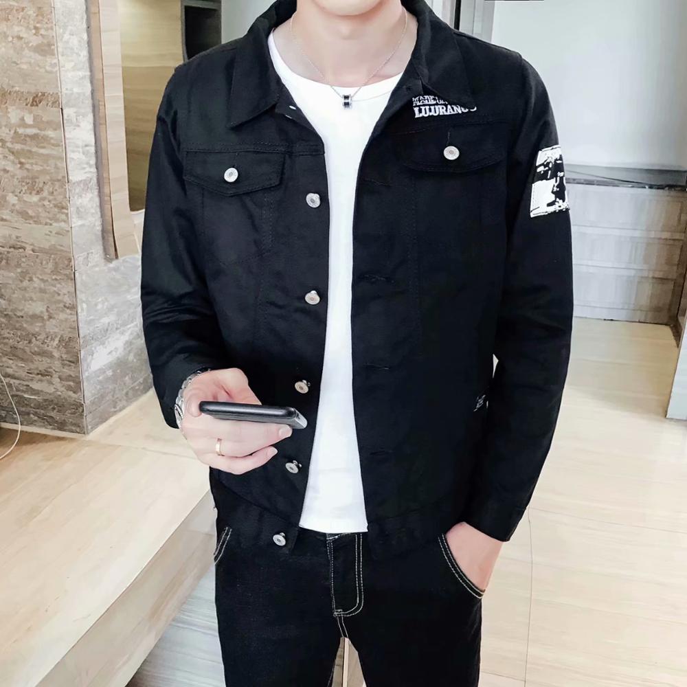 Teenagers black handsome denim jacket men's autumn Korean slim casual jacket men's clothing student clothes