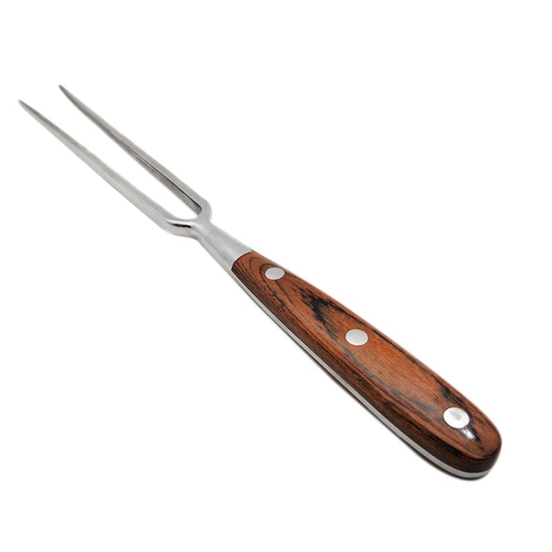 Big Stainless Steel Portable Outdoor Barbecue Tool Wooden Handle Barbecue Fork Food Fork Meat Fork Wooden Handle Bbq Fork: Default Title
