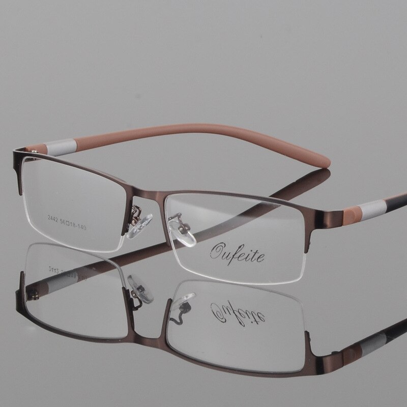 Eyewear Titanium Glasses Frame Men Eyeglasses Computer Optical Prescription Reading Clear Eye Lens male Spectacle lunette de vue: Auburn
