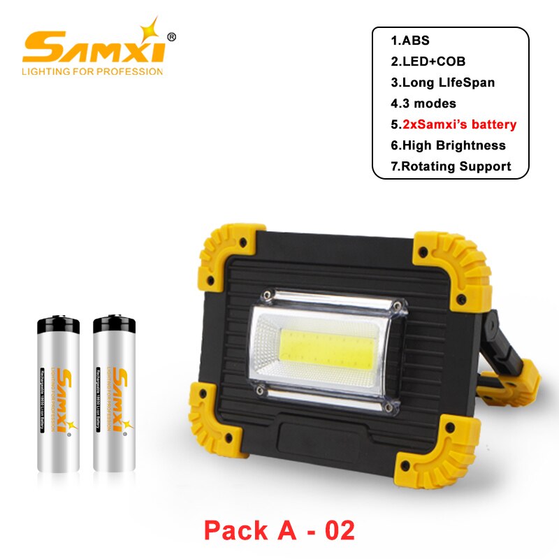 Batería portátil Spotlig 18650 con linterna LED recargable como banco de energía equipo de Camping para lámpara de Camping linterna al aire libre: Pack A 02