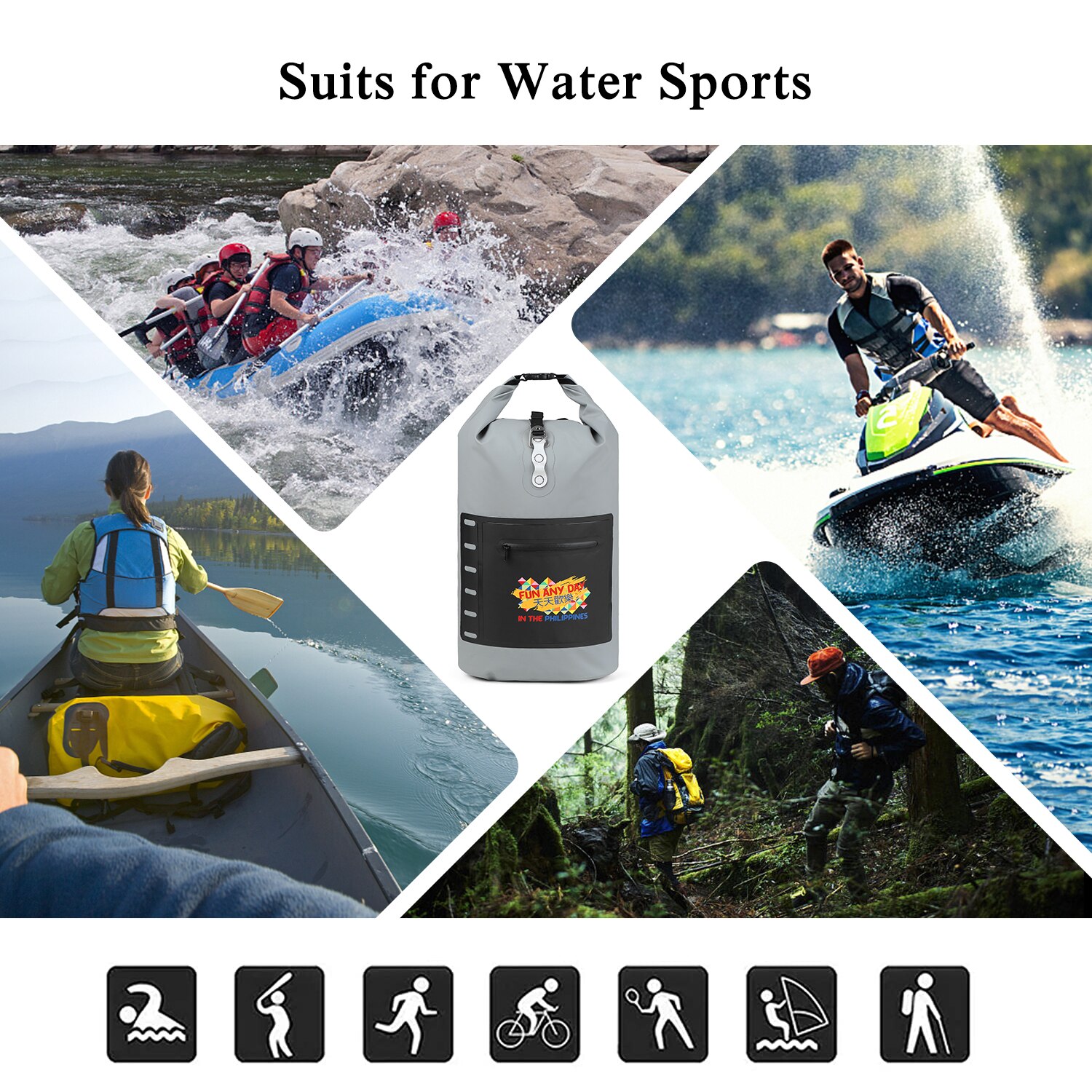 25L/35L Waterproof Bags Dry Bag PVC Waterproof Backpack Sports Bag Rafting Swimming Backpacks Impermeable Dry Bags