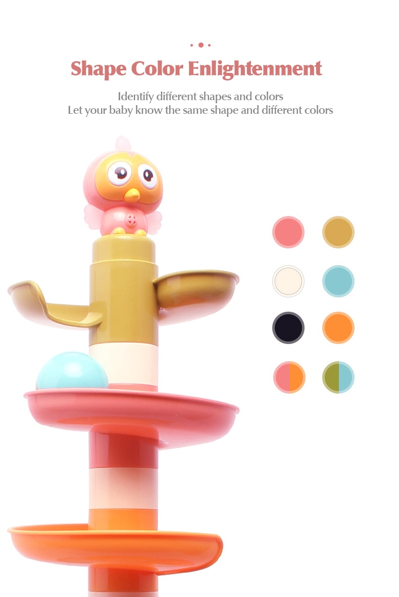 Marble Run Block Rotation Track Rolling Ball Funnel Slide Baby Glider Tower DIY Assemble Toy Boy Girl