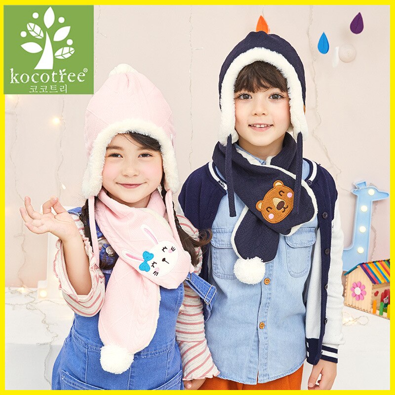 Kocotree kinderwintermuts en sjaal voor 4 kleuren beschikbaar jongens meisjes warme muts sjaal kinderen cartoon uil mutsen pet verdikt