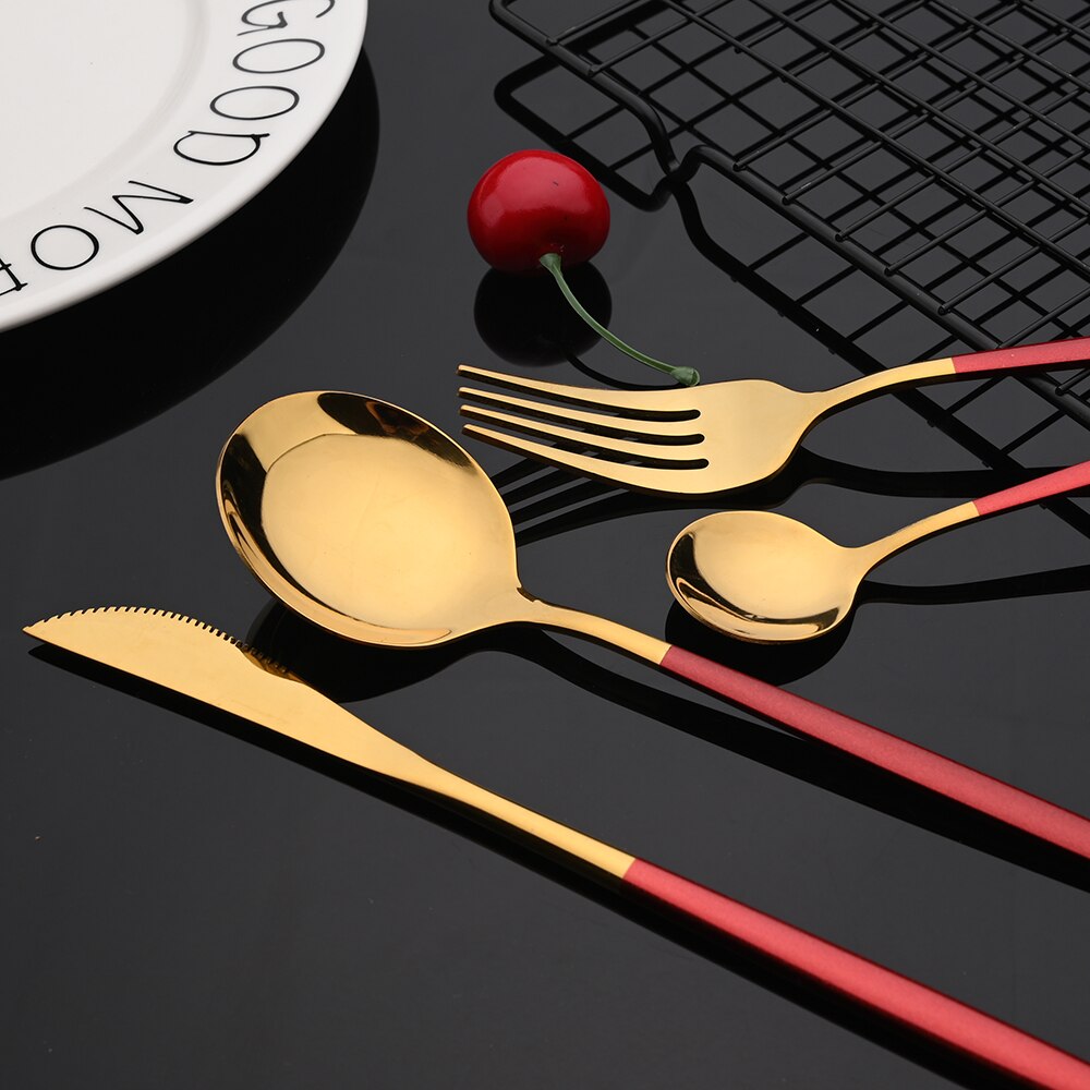 Spiegel Rose Goud Bestek Bestekset Roestvrij Staal Thuis Servies Feest Vork Lepel Dessertmes Keuken Diner Servies Set