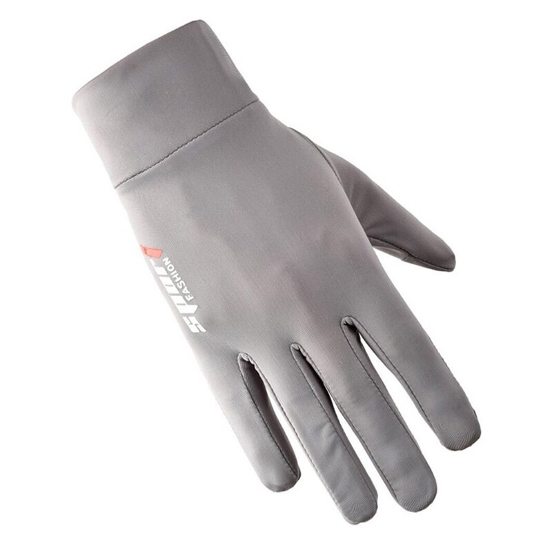 Men Women Outdoor Print Letters Sport Fitness Non-Slip Touch Screen Cycling Mitten Thin Elasticity Full Finger Fishing Glove I53