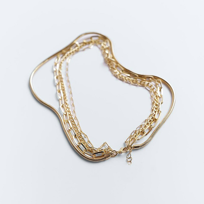 ZA Statement Gothic Metal 4 Article Women's Layered Necklace Trendy Gold Female Neck Chain Hip Hop Jewelry