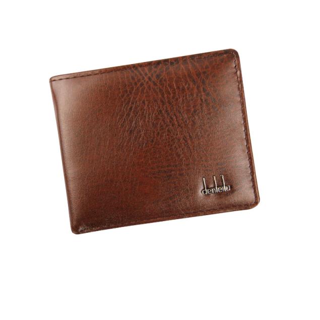 Mænd business bifold pung pu læder kredit id-kortholder etui solid pung lommer tasker håndtasker mænd tasker: Rødbrun
