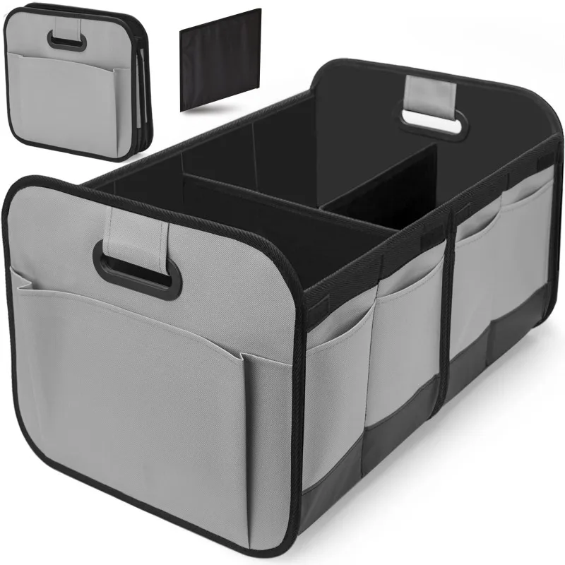 Organizador de maletero para almacenamiento de coches, organizadores de coches plegables con múltiples compartimentos, bañadores plegables e impermeables, dispositivo para coche, 1 ud.: Marrón