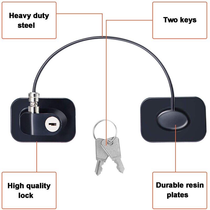 3 Pieces Refrigerator Door Lock Adhesive Freezer Lock Child Safety Cabinet Lock File Drawer Door Lock with Keys (Black)