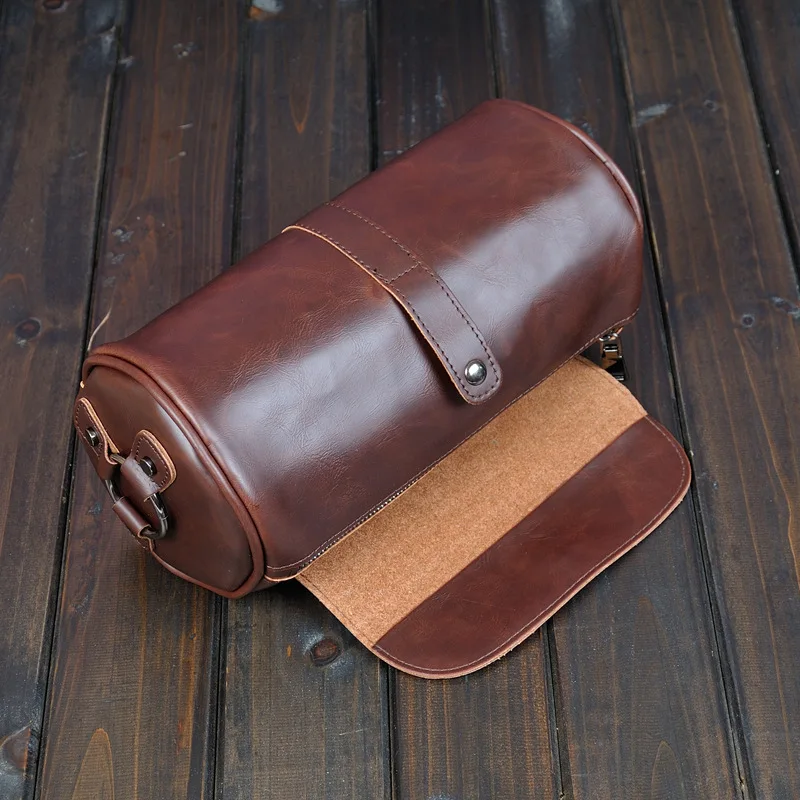 Retro Crossbody Bags Men Bucket Shoulder Bags Barrel Shaped Shoulder Messenger Bag Luxury Men's Crossbody Bag Handbags