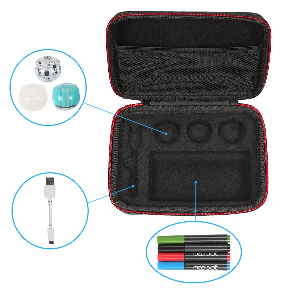 Eva Hard Case Voor Ozobot Evo App-Aangesloten Codering Robot-Past Usb Oplaadkabel/Speelveld/huid/4 Kleur Code Markers