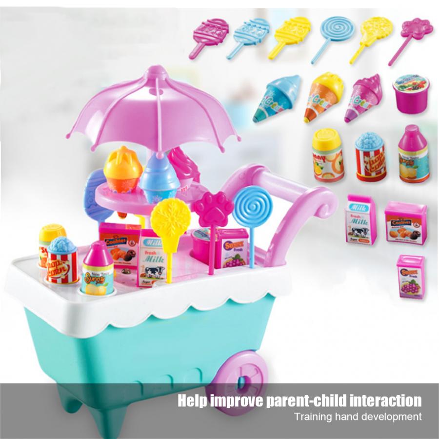 Pretend Play Toys Simulation Mini Ice Cream Candies Cart Pretend Play Educational Assembly supermarket Shopping Carts Toys