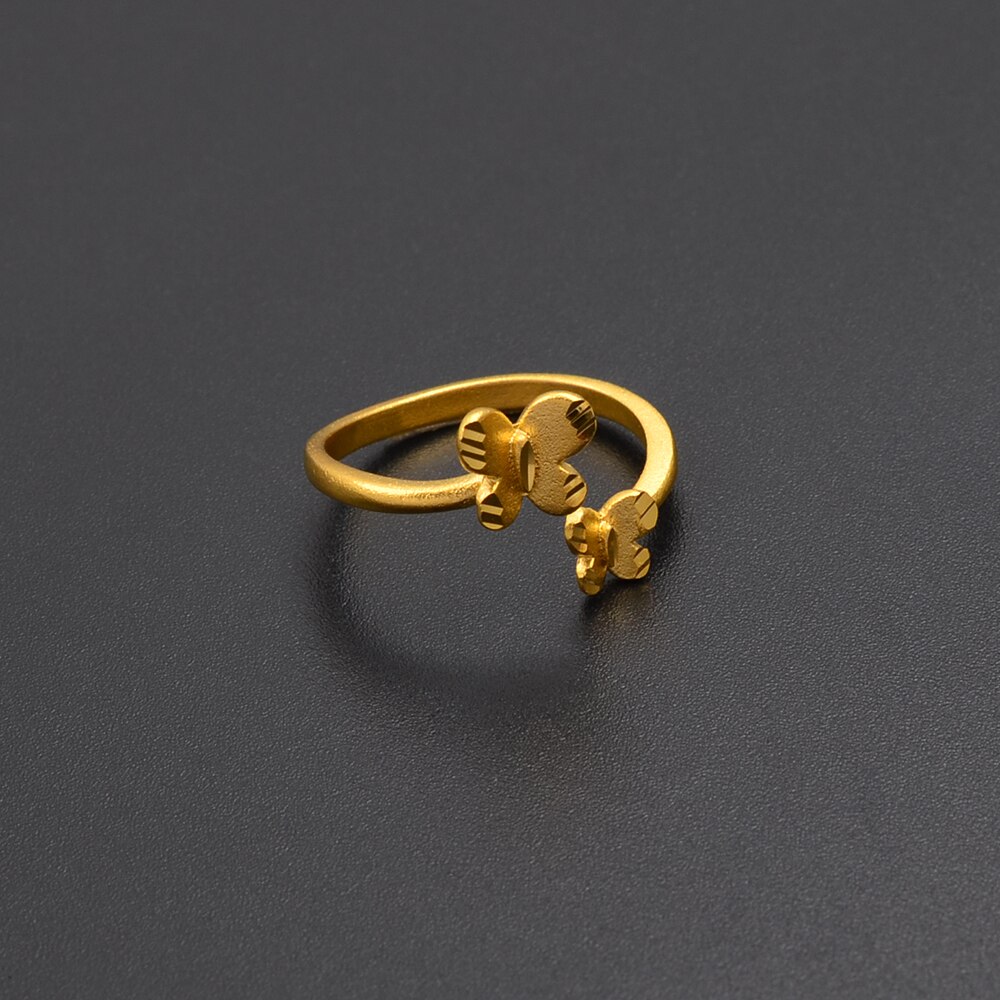 Anniyo Matt Gold Color Butterfly Ring for Women Re... – Grandado