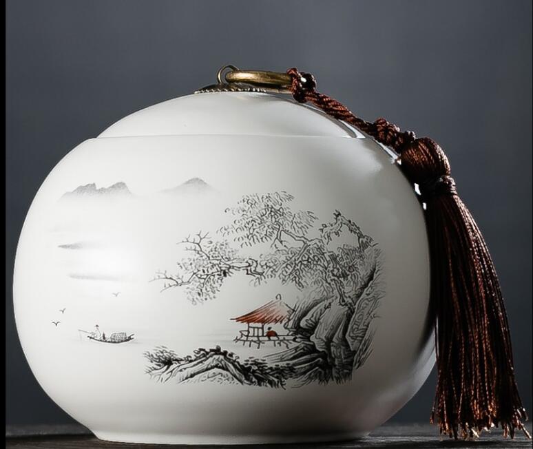 Large capacity Ceramic Tea Caddy Portable Sealed travel Tea Jar Candy coffee Storage Spice Container Tea Boxes storage tank: J