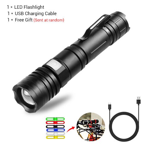 Portable Camping Lantern USB Charging by Rechargeable 18650 Battery Zoomable T6 L2 Flashlight Outdoor Camping Light Lamp in Tent: Package A / T6