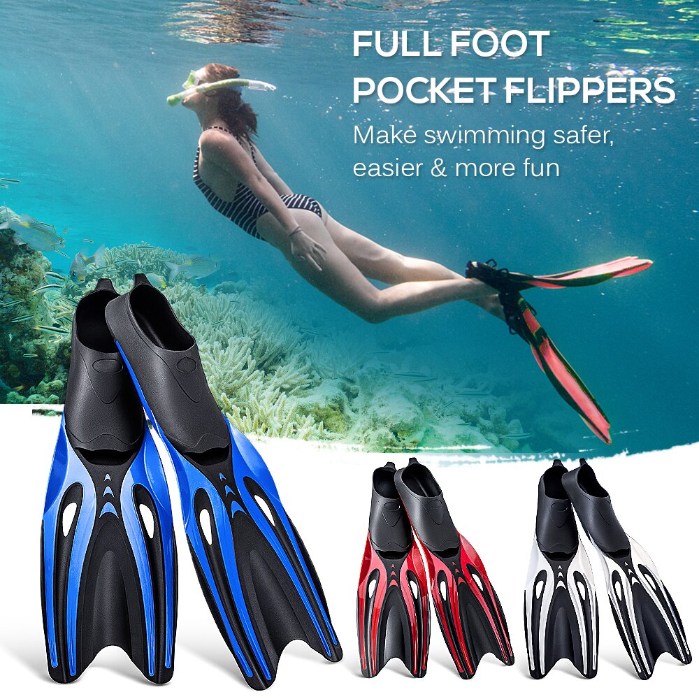 Volwassen Lange Snorkelen Vinnen Volledige Voet Pocket Flippers Licht Zwemmen Vinnen Duiken Flippers Snorkeluitrusting Snorkelen Apparatuur