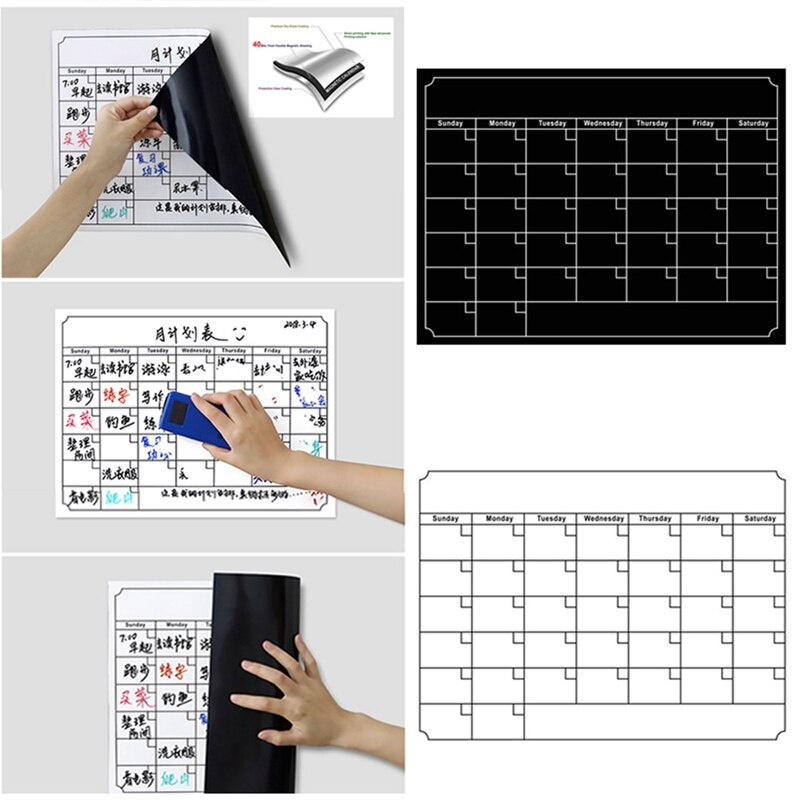Magnetisk måned og uge tidsplan slette kalender sletbart opslagstavle magnetisk køleskab klistermærker soft board