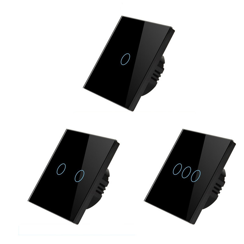 ZUCZUG Wifi Luxury Wall Touch Sensor Switch Smart Light Switch Control Timing Switch Compatible With Alexa Google Home - EU 123: Black / 2-Gang