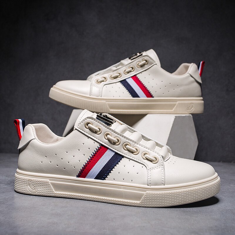 Luozheke lente kleine witte schoenen voor heren boardschoenen koreaanse herfst winter sport vrijetijdsschoenen: Beige / 7.5