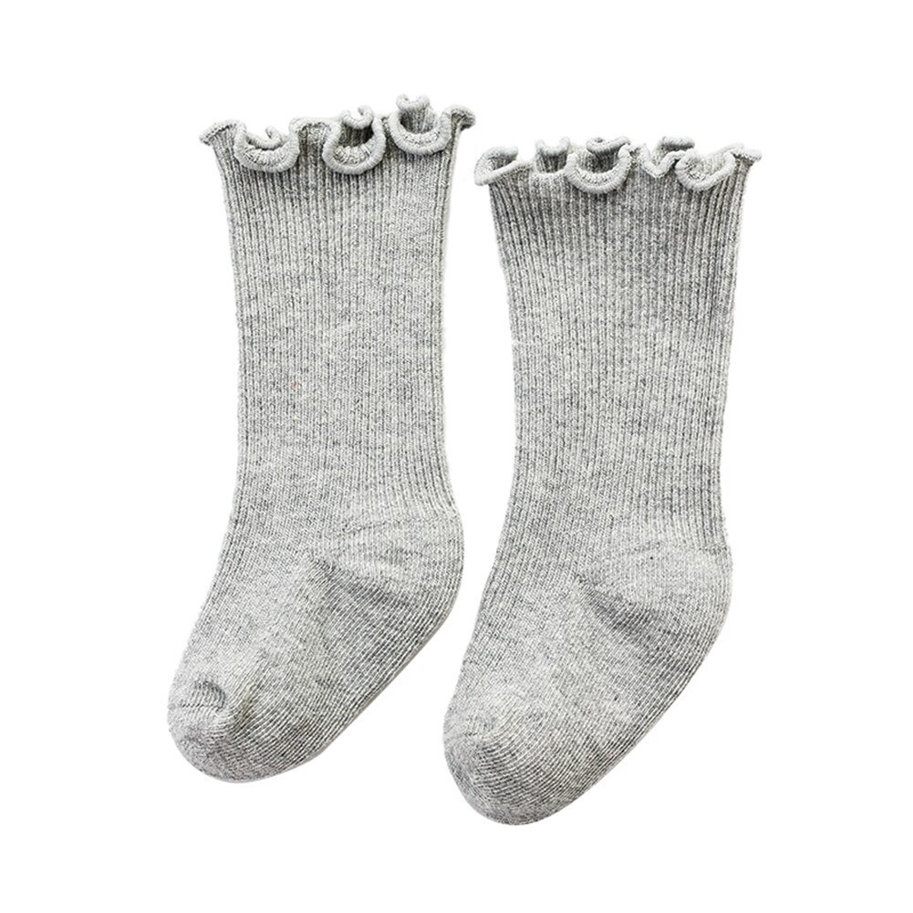 Kleinkind Baby Mädchen Baumwolle Socken, Warme Nahtlose Einfarbig betroffen Rüschen Besatzung Socken für Jungen Mädchen 0-5Jahre: Himmel Blau / 1-3Y