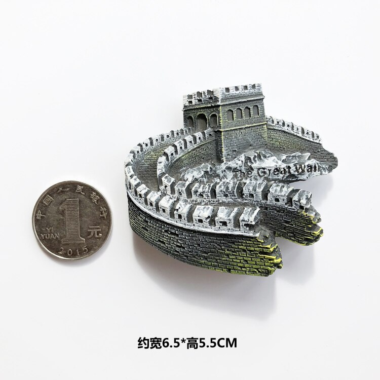 Souvenir Fridge Magnets Beijing Tiananmen Square Courtyard Great Wall Resin Sticker Building Travel Refrigerator Magnet: Great Wall