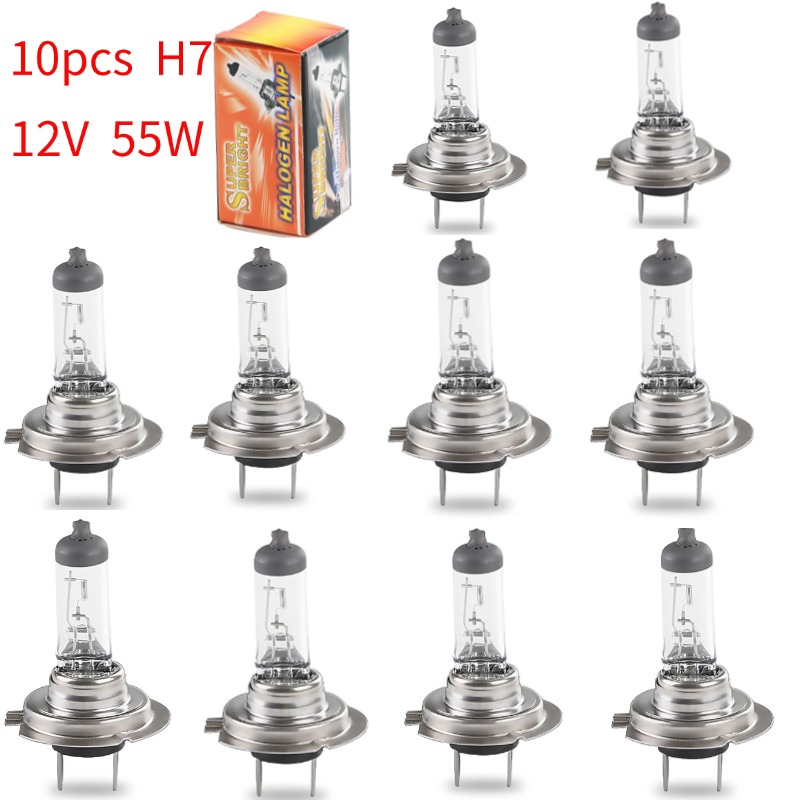 10 Pcs H7 Halogen Headlight Bulb 6000K Warm White Car Light Bulb Headlight 55W 12V Car Headlight Bulbs Halogen Car Light Parts
