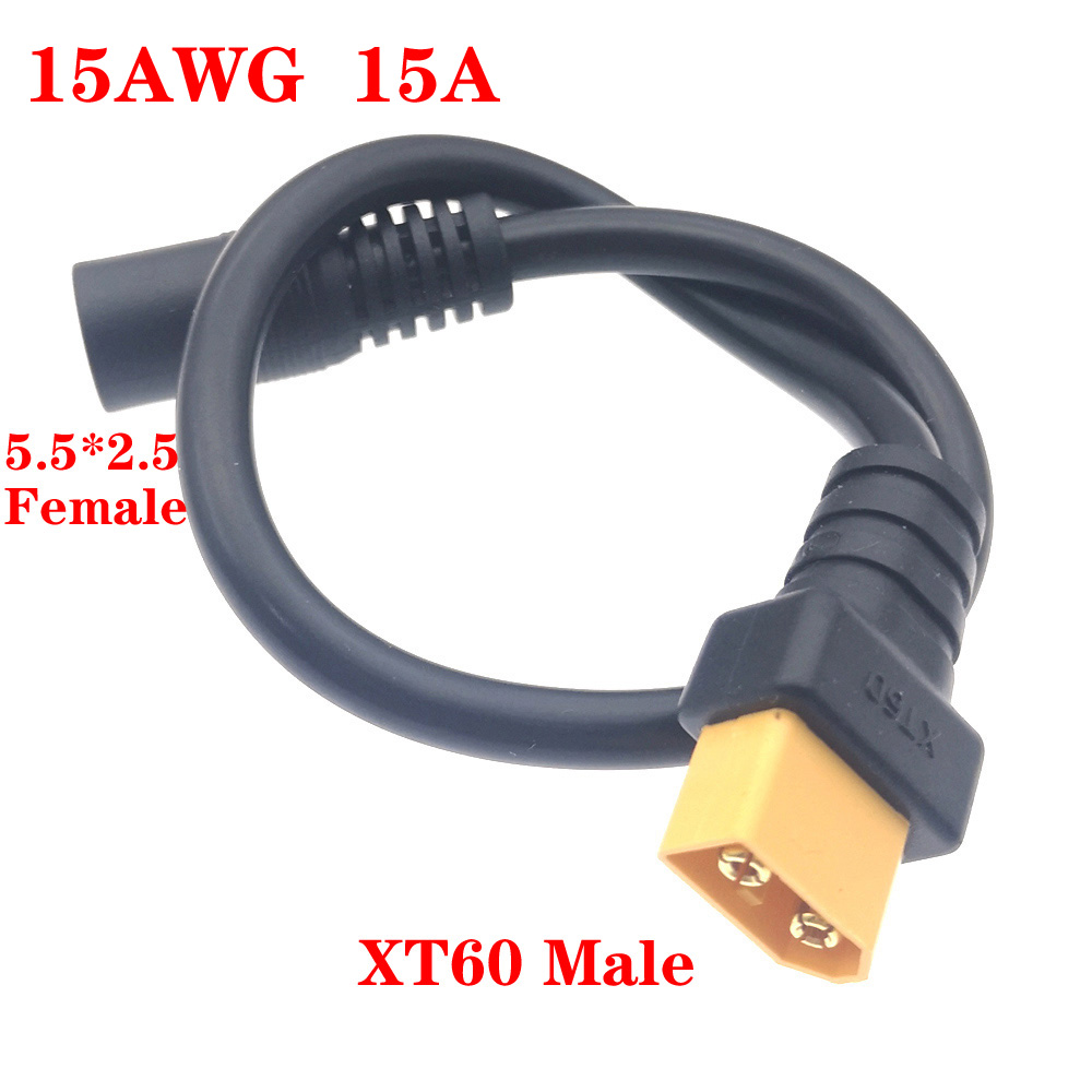 1 Uds 10A Ultra-suave XT60 conector macho hembra a DC 5525/DC5521 Cable de alimentación para reparación de campo multirotor Fly FPV aplicar: Marfíl