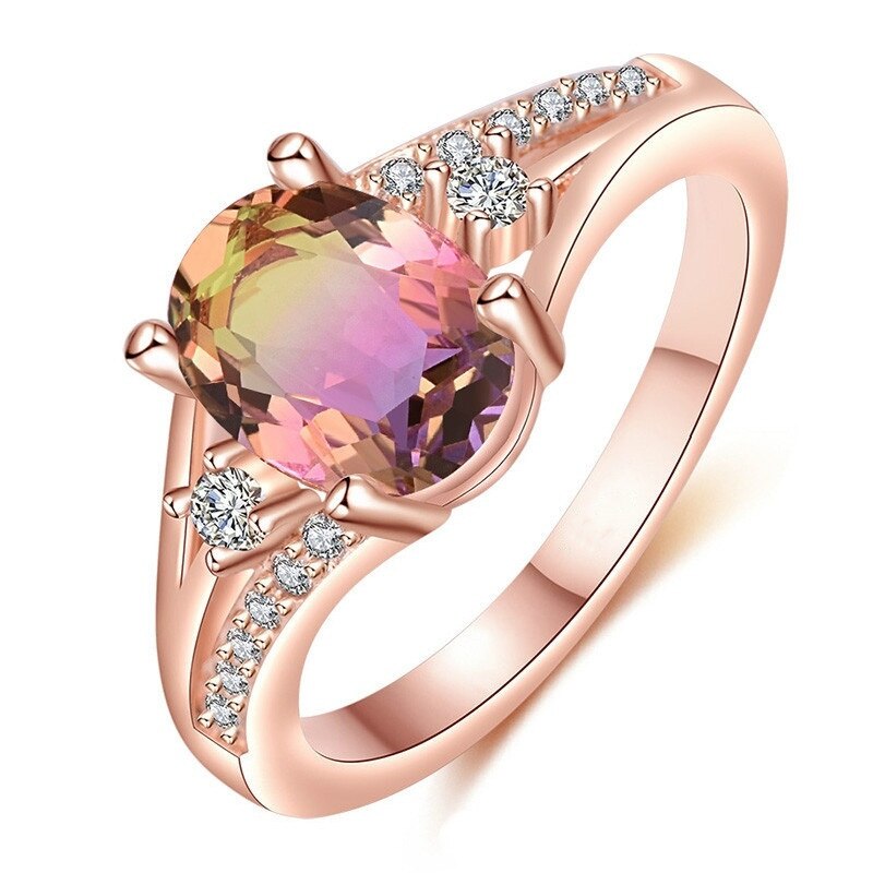 FDLK Rose Gold Filled with Alloy Bridal Wedding Engagement Ring Personality Charm Jewelry Size 5-12