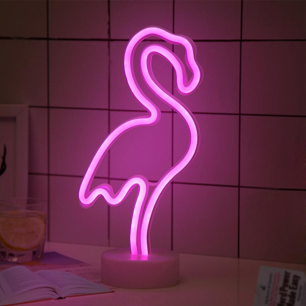 Flamingo dekoration usb neonlys enhjørning festartikler halloween juleår skrivebord soveværelse indretning lampe bord deco: Flamingo