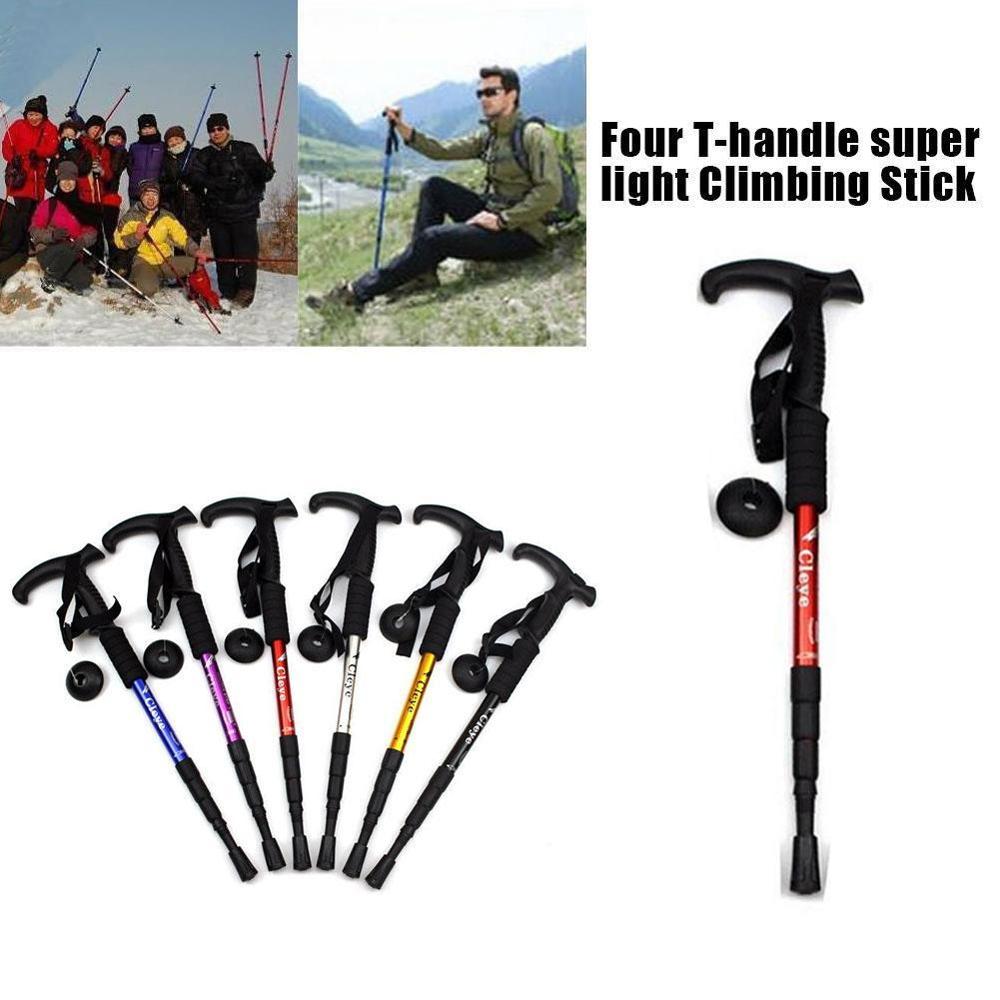 Anti Shock Hike Walking Stick Nordic Walking Cane Aluminum Camp Telescopic Baton Outdoor Hiking Poles Crutches