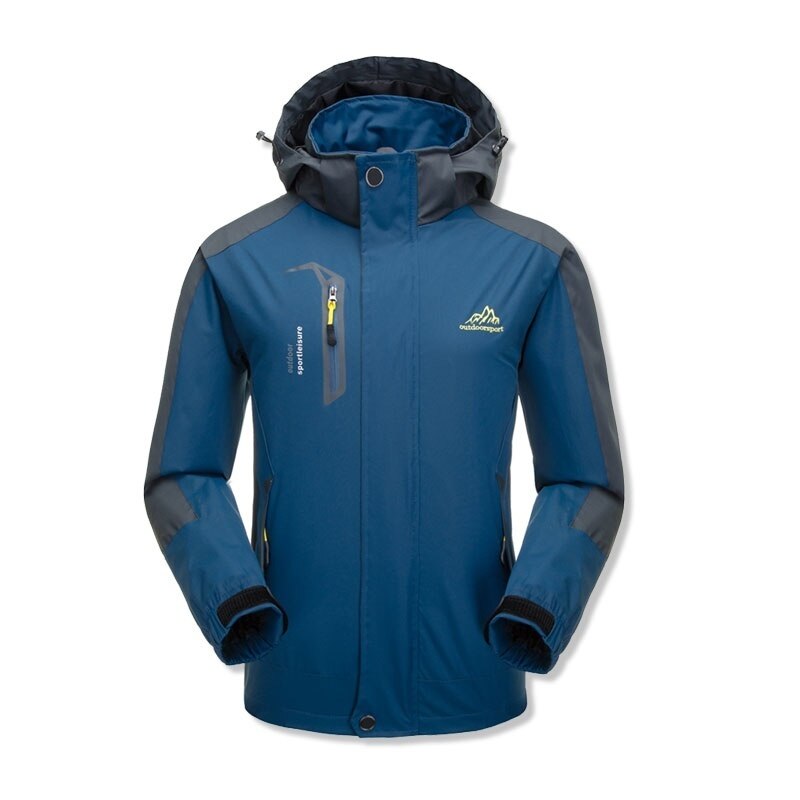 Herre vanntett jakke med hette høst vinter softshell menn tilfeldig vindjakke utendørs sportsklær kåper varm glidelås hettegensere menn: Ønsker 91- mørkeblå / Xxl