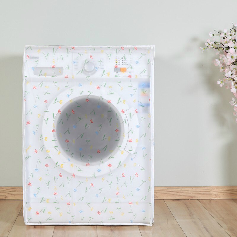 Funda de goma EVA para lavadora, cubierta de polvo para baño, flor blanca, tambor impermeable, todo incluido, protección antideslizante, 82cm x 60cm, 1 unidad