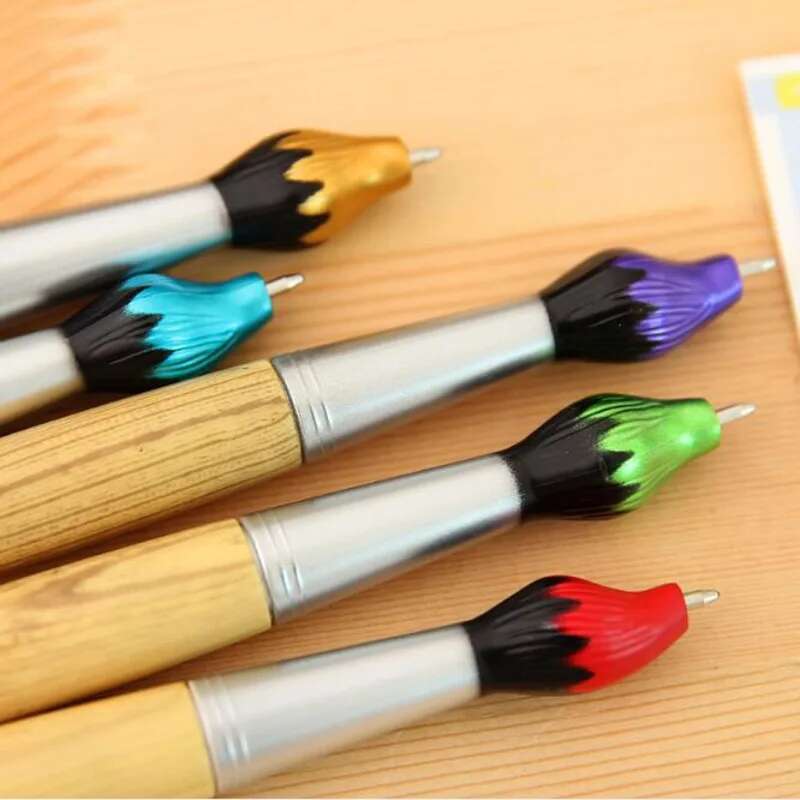 1 Piece Funny Novelty Brush Shape Ballpoint Pen Cute Kawaii Office School Wooden Supplies Stationery Lovely Pretty